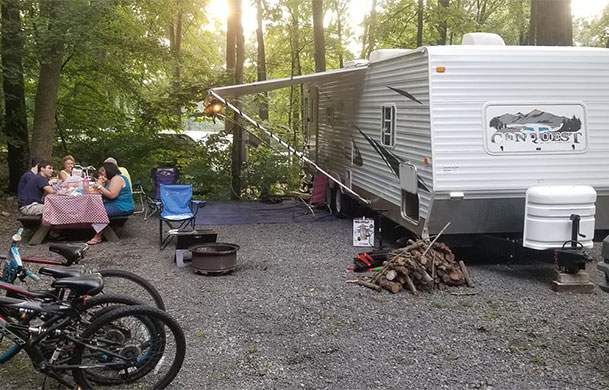 Full hookup RV site with 30/50 amp service at Adventure Bound Oak Creek